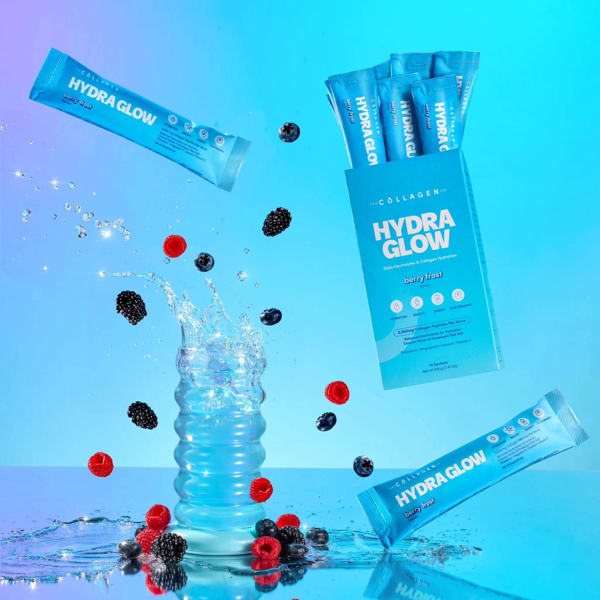Berry Frost Hydraglow Collagen Electrolytes Sachets - 210g - Image 2